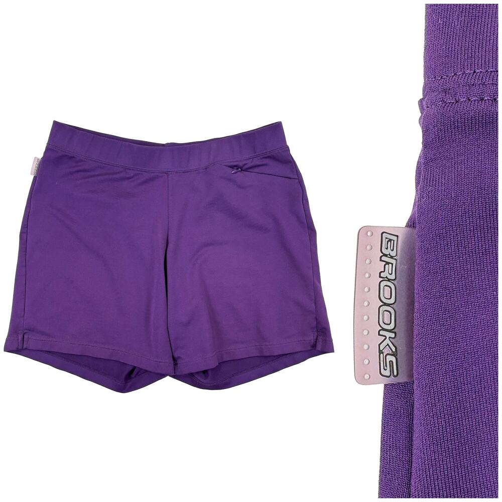 Brooks Running Shorts Women M Purple 6โ Stretch Athletic Unlined Zip Pocket